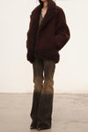 OUDE WAAG 25 Fall/Winter Teddy/Wool Patchwork Oversized Coat OW-OW-25AW-CT07W1BR440-KAFEI Coffee